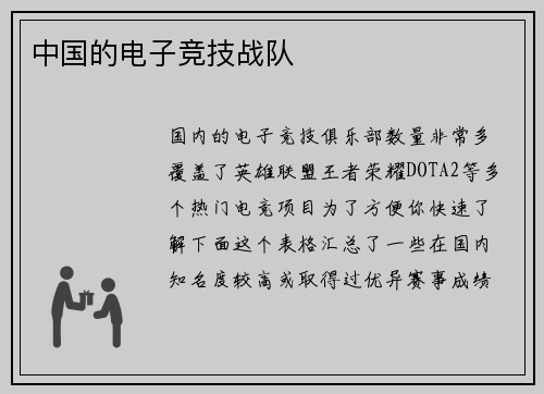 中国的电子竞技战队